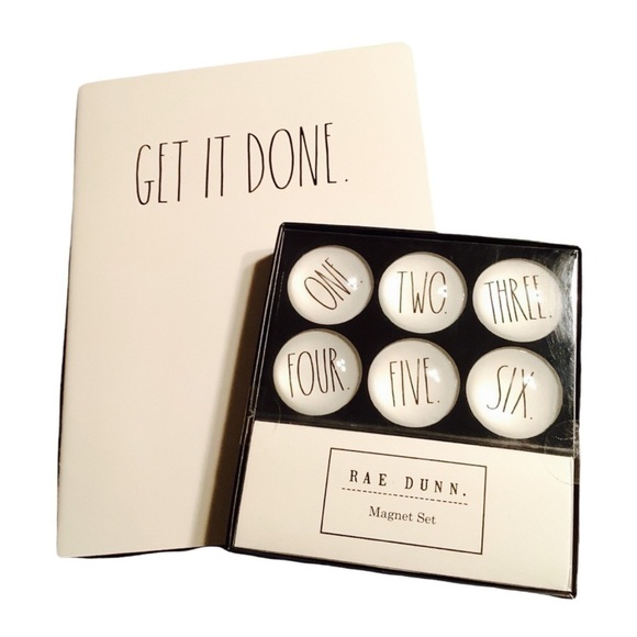 Rae Dunn NWT - 6 Magnet Set w/ numbers 1-6 and 80 page Notebook - Picture 2 of 3